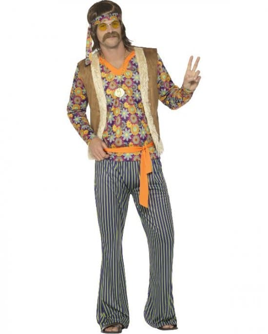 Kvinde fersken afbrudt 60'er Funky Hippie Kostume - Halloween Kostume