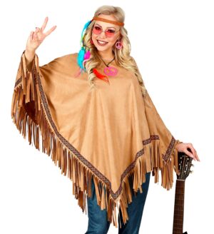 Brun Flæset Poncho