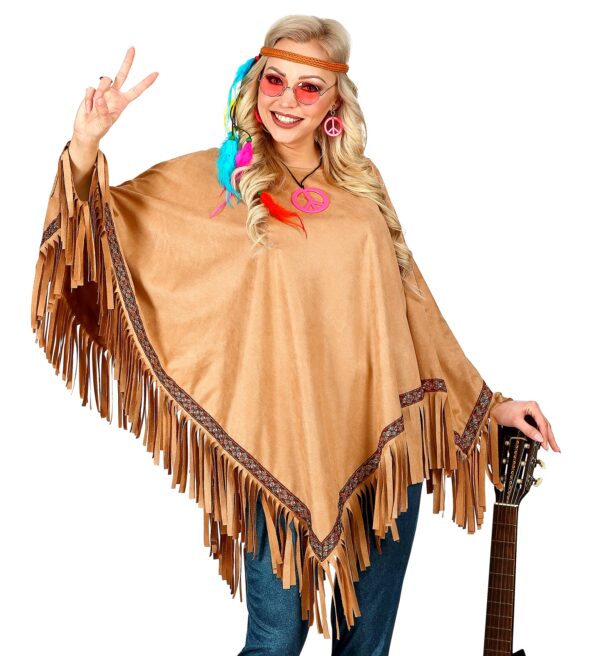 Brun Flæset Poncho