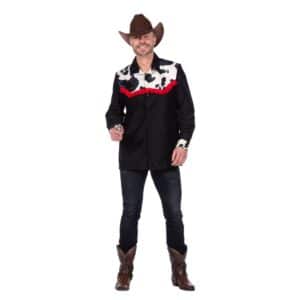 Cowboy Skjorte Sort/Hvid/Rød