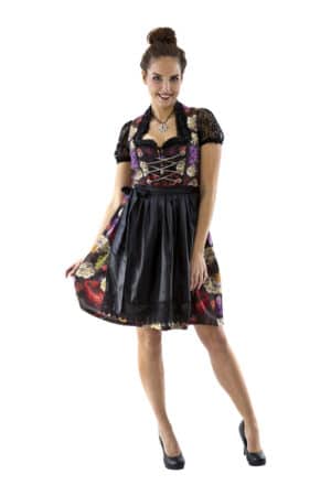 Dirndl Blomstret Sort