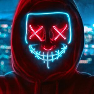 Halloween LED Maske Turkis Rød