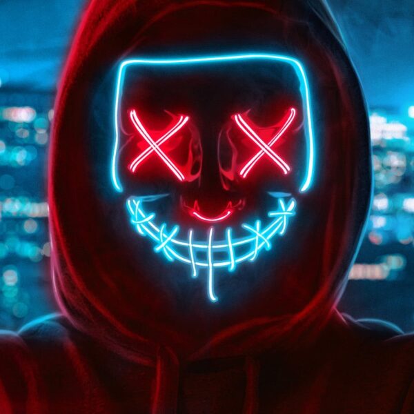Halloween LED Maske Turkis Rød