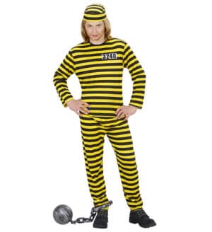 Fangedragt Sort/Gul Børnekostume