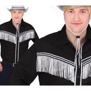 Frynset Cowboyskjorte Sort/Hvid