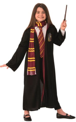 HARRY Potter GRIFFINDOR Kostume med tryllestav, tørklæde og slips 4-10 år
