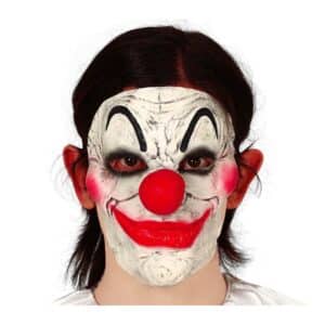 Halloween Klovn Halvmaske Hvid/Rød