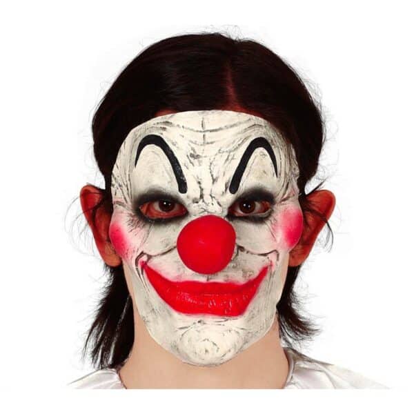 Halloween Klovn Halvmaske Hvid/Rød