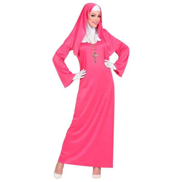 Lyserød Nonne Kostume