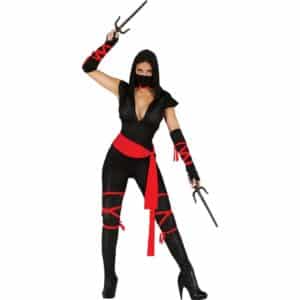Ninja Kvinde Kostume Sort/Rød