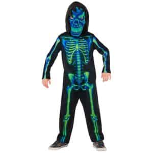 Glow In The Dark Skelet Børnekostume Grøn