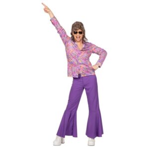 Hippie Blomstret Skjorte Lilla