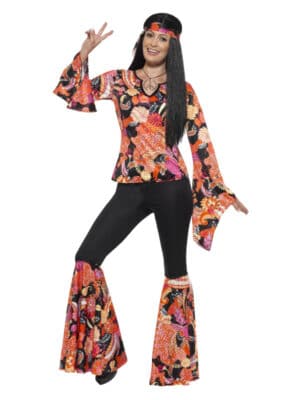 Blomstret Hippie Kostume Sort