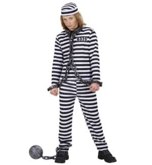 Fangedragt Sort/Hvid Børnekostume