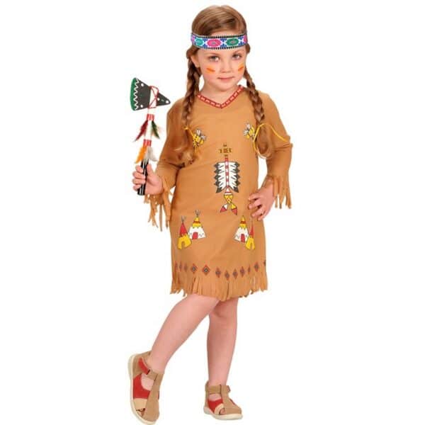 Indianer Pige Børnekostume Brun