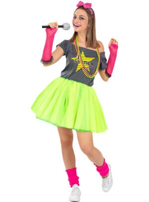 80's Pop Kostume Grøn/Pink