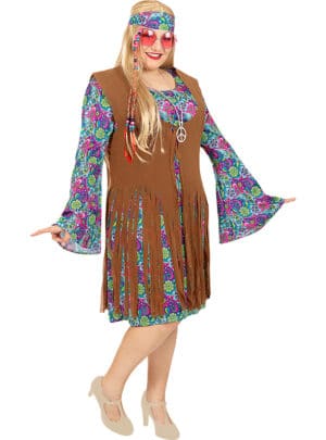 Blomster Hippie Kjole Kostume Plussize
