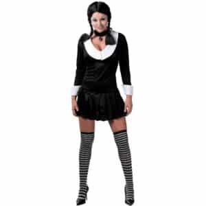 Gotisk Onsdag Skolepige Kostume