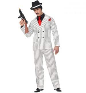 Stribet Gangster Kostume Sort/Hvid