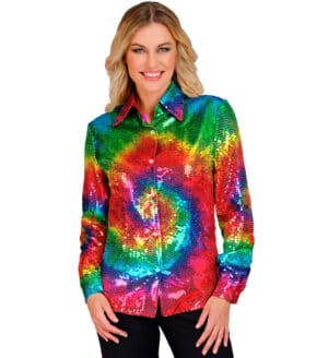 Tie Dye Pailletskjorte Regnbue