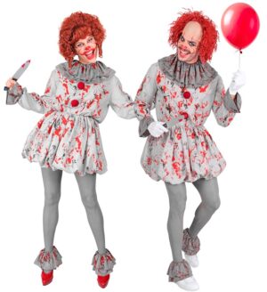 Blodig Horror Klovn Kostume Grå