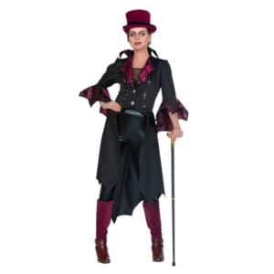 Vampyr Frakke Dame Kostume Sort/Rød