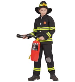 Sort Brandmand Børnekostume